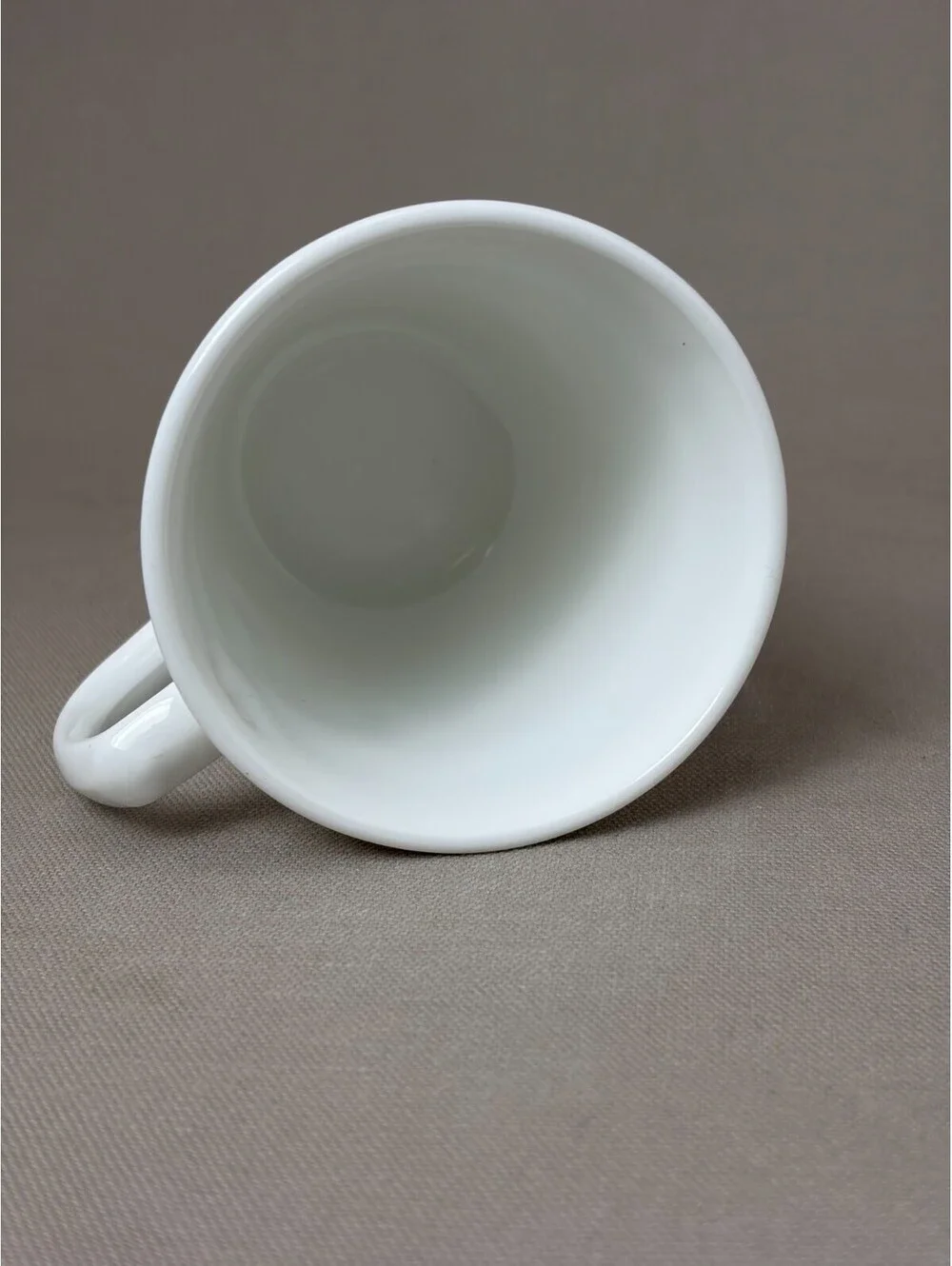 Vintage Corning Ware Corelle Peach Floral Mug Blue Band Milk Glass USA 8oz